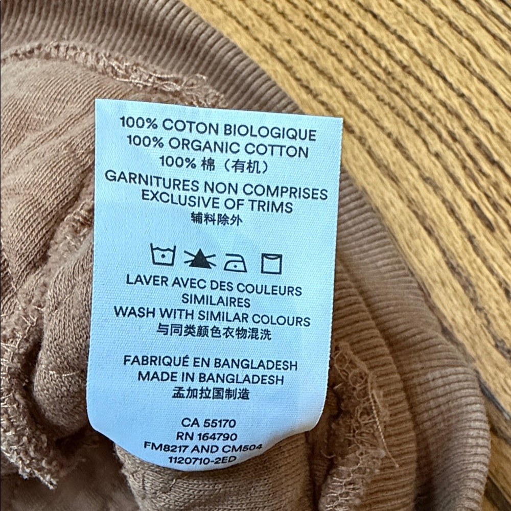 Frank & Oak sz L Tan Quilted 1/4 snap sweatshirt contrast retro Farm Chore - Picture 10 of 13